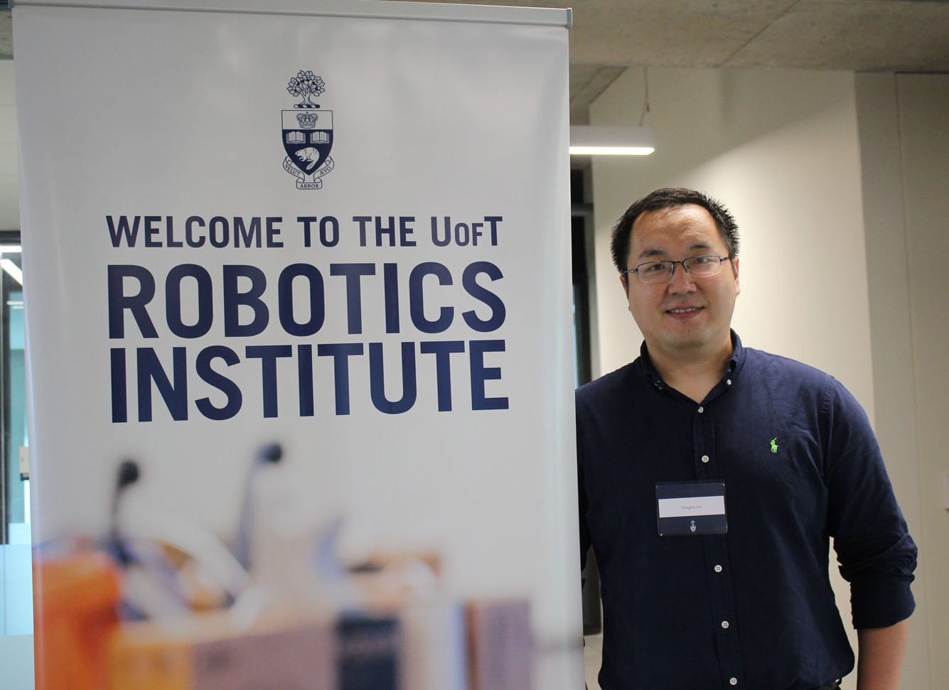 XingJian Liu at the Robotics Institute launch, May 25, 2019. Photo courtesy Xiaoyu Zhu.