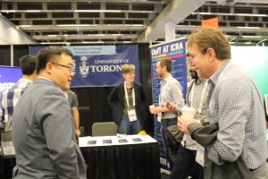 University Robotics Institute booth at ICRA 2019. Photo courtesy Xiaoyu Zhu.