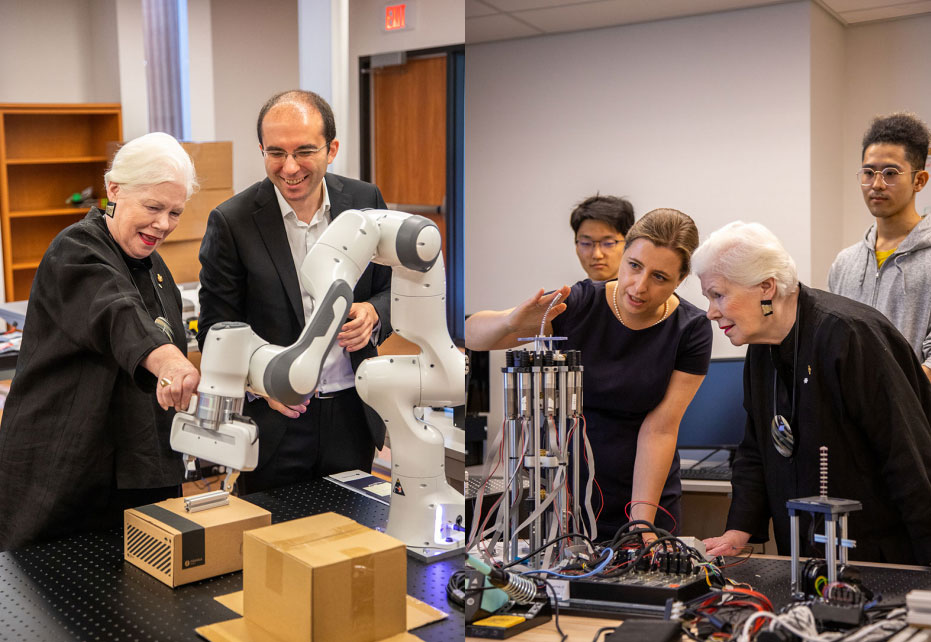 Lieutenant Governor Liz Dowdeswell visits UTM's growing robotics research cluster. Photo source: UTM