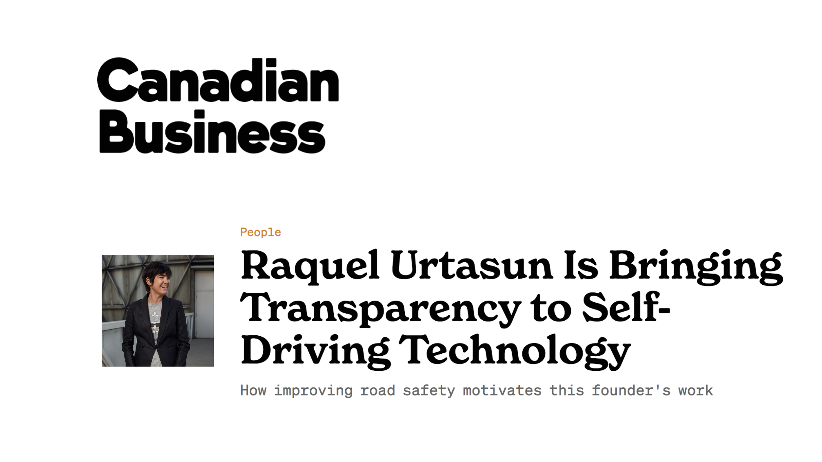 Canadian Business: Raquel Urtasun is Bringing Transparency to Self-Driving Technology